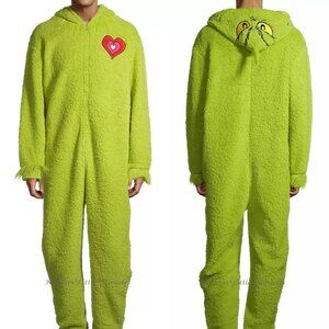 Grinch Union Suit Christmas Pajamas Costume - Adult Small